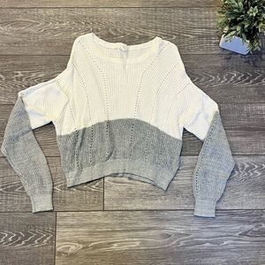 Garage Knit Sweater White and Green Cozy Boho Cropped